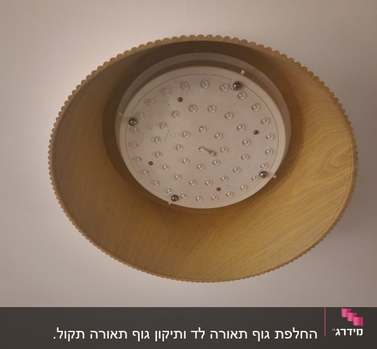 מנורה עגולה עם נורות לד בתקרה